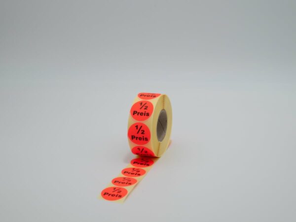 Haftetiketten "1/2 Preis" S14, rund ca. 32mm