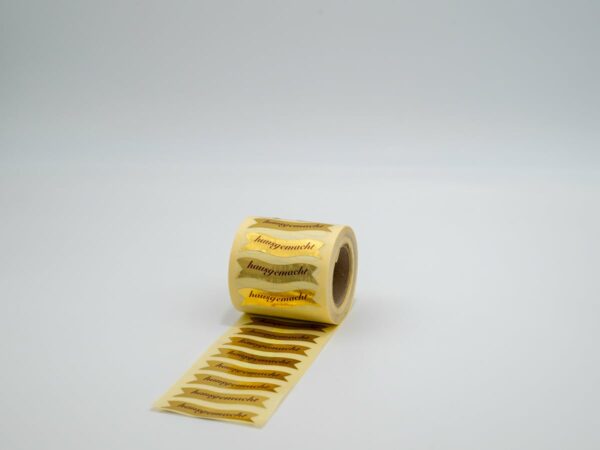 Gold-Haftetiketten ca. 60x13mm "hausgemacht"